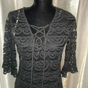 Blue Island Women’s Small Black Lacy Swim Nylon Coverup